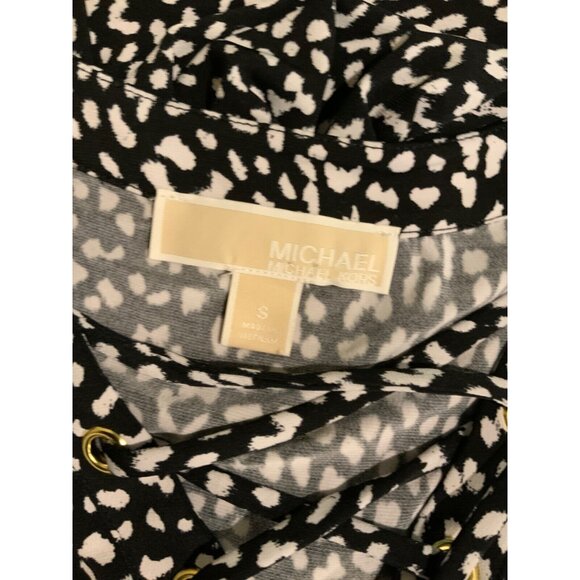 Michael Kors Black & White Animal Print Sleeveless Dress W/ Neck Tie, Size S - Picture 6 of 6